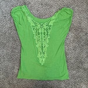 Y2K Green Lace Detail Top